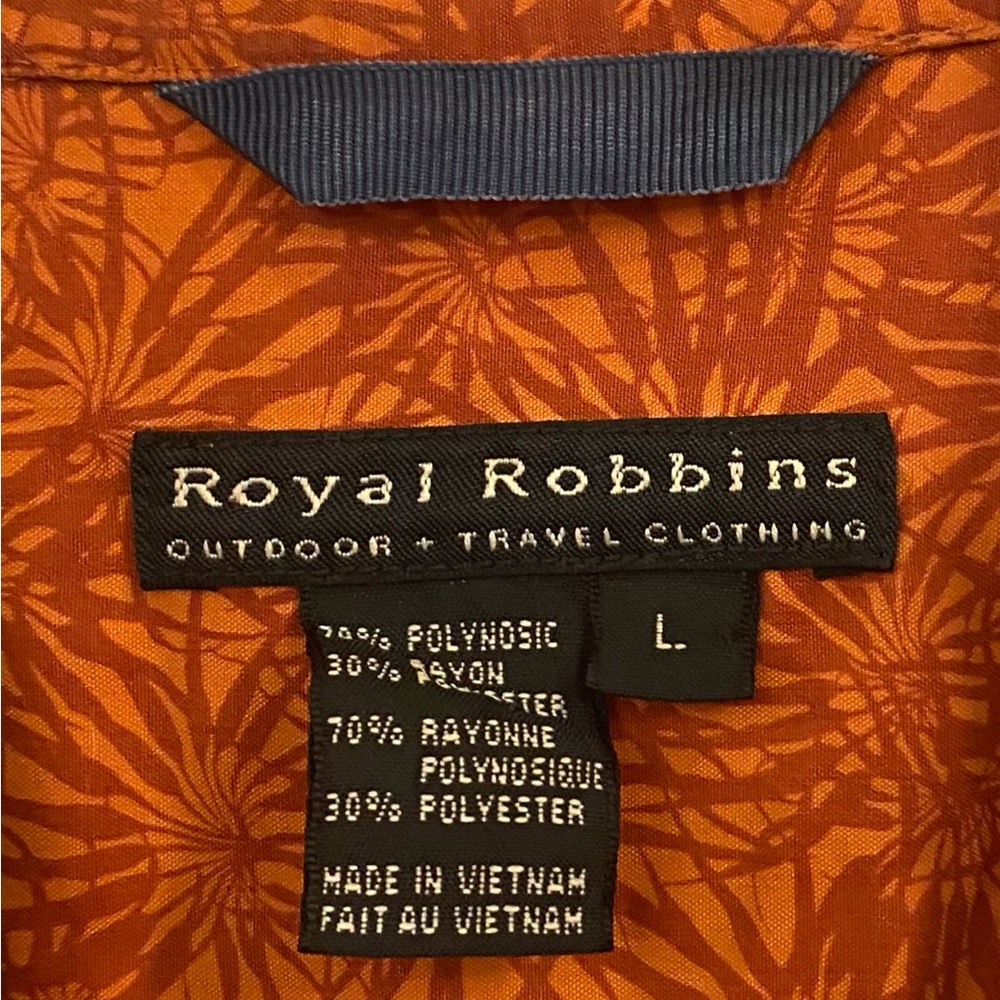 Royal Robbins Short Sleeve Button Up Shirt Sz L Two-tone Orange Print - Picture 2 of 7